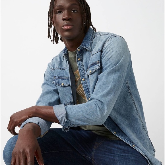 Mens I jeans shirt size medium faded denim blue - Picture 6 of 17